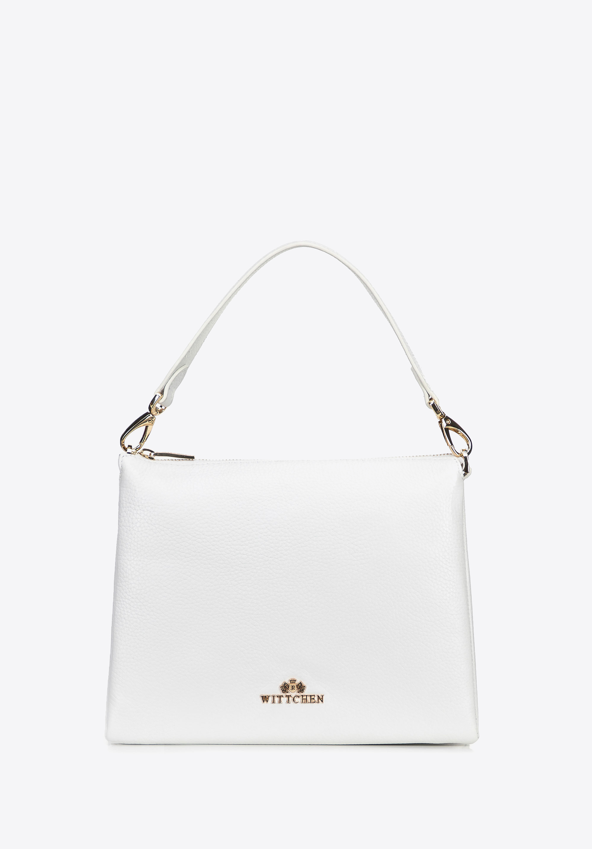 Damen- Crossbody mit drei Fächern aus echtem Leder, weiß, 100-4E-809-0, Bild 1