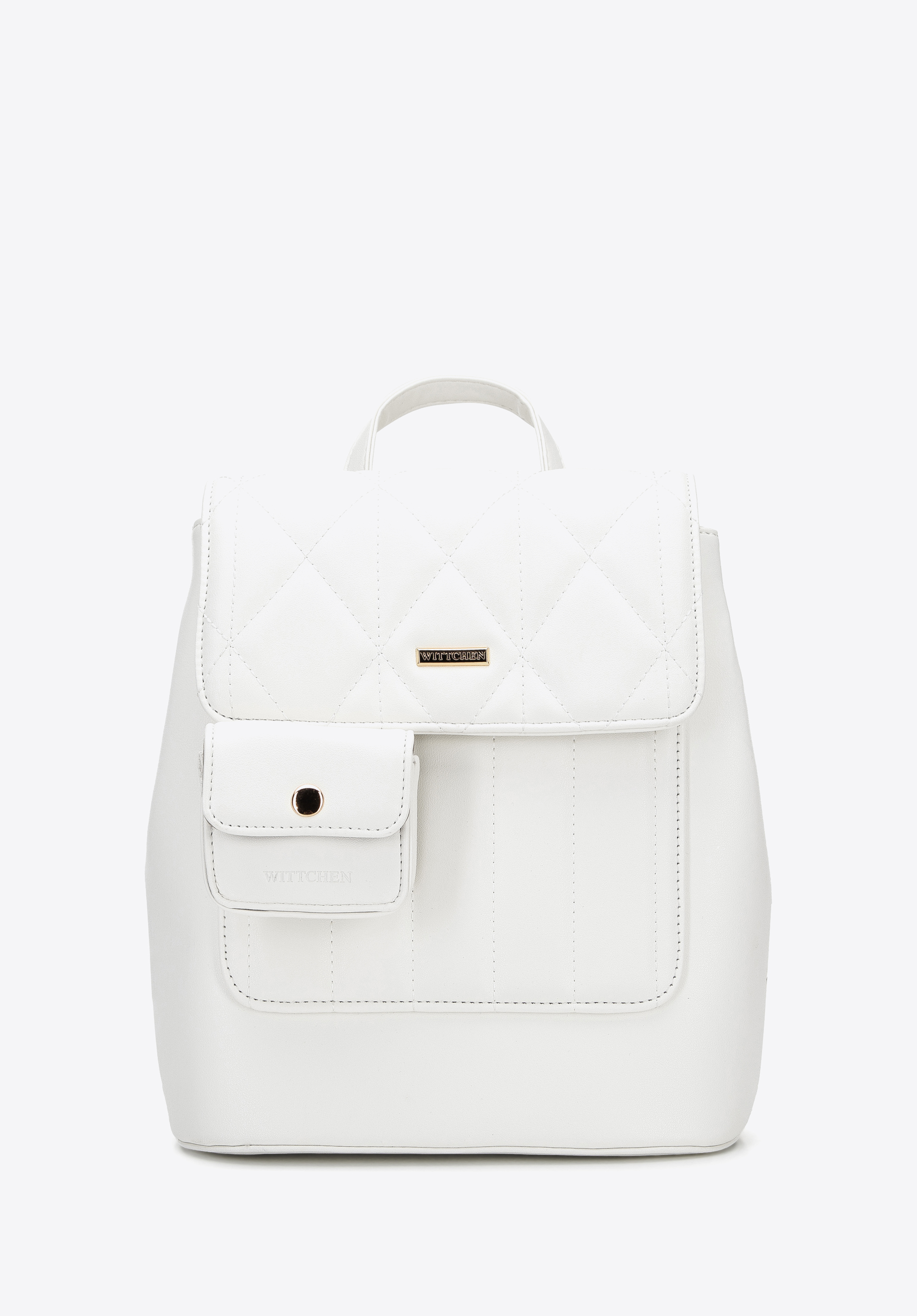 Gesteppter Damen-Rucksack aus Kunstleder mit Etui, weiß, 96-4Y-208-0, Bild 1