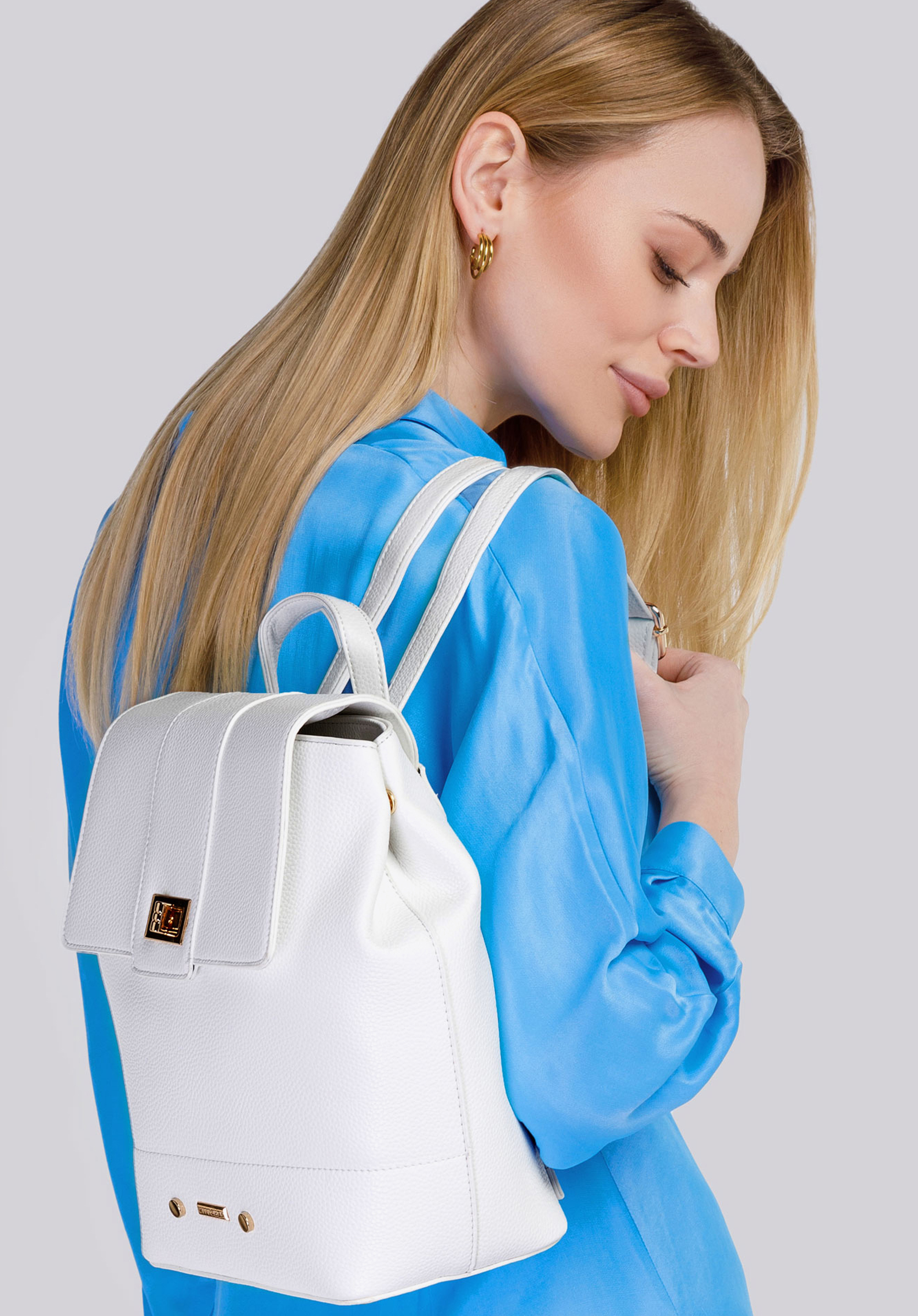 Damen-Rucksack mit Zierschließe, weiß, 94-4Y-630-0, Bild 1