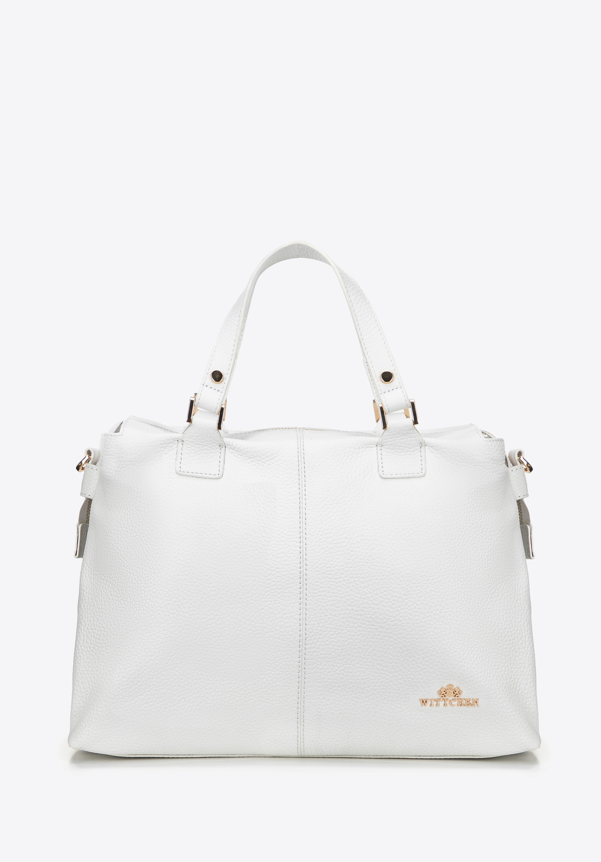 Damen-Shopper aus genarbtem Leder mit zwei Fächern, weiß, 100-4E-805-0, Bild 1