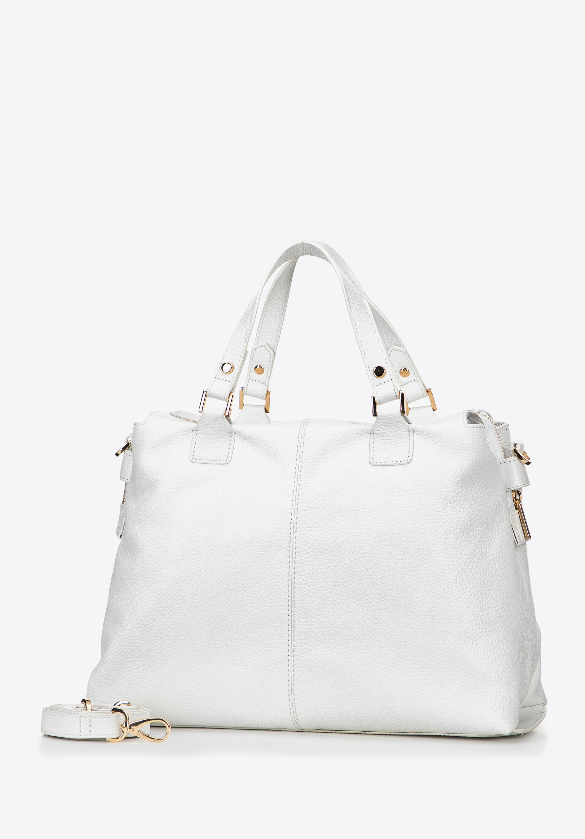 Damen-Shopper aus genarbtem Leder mit zwei Fächern, weiß, 100-4E-805-0, Bild 1