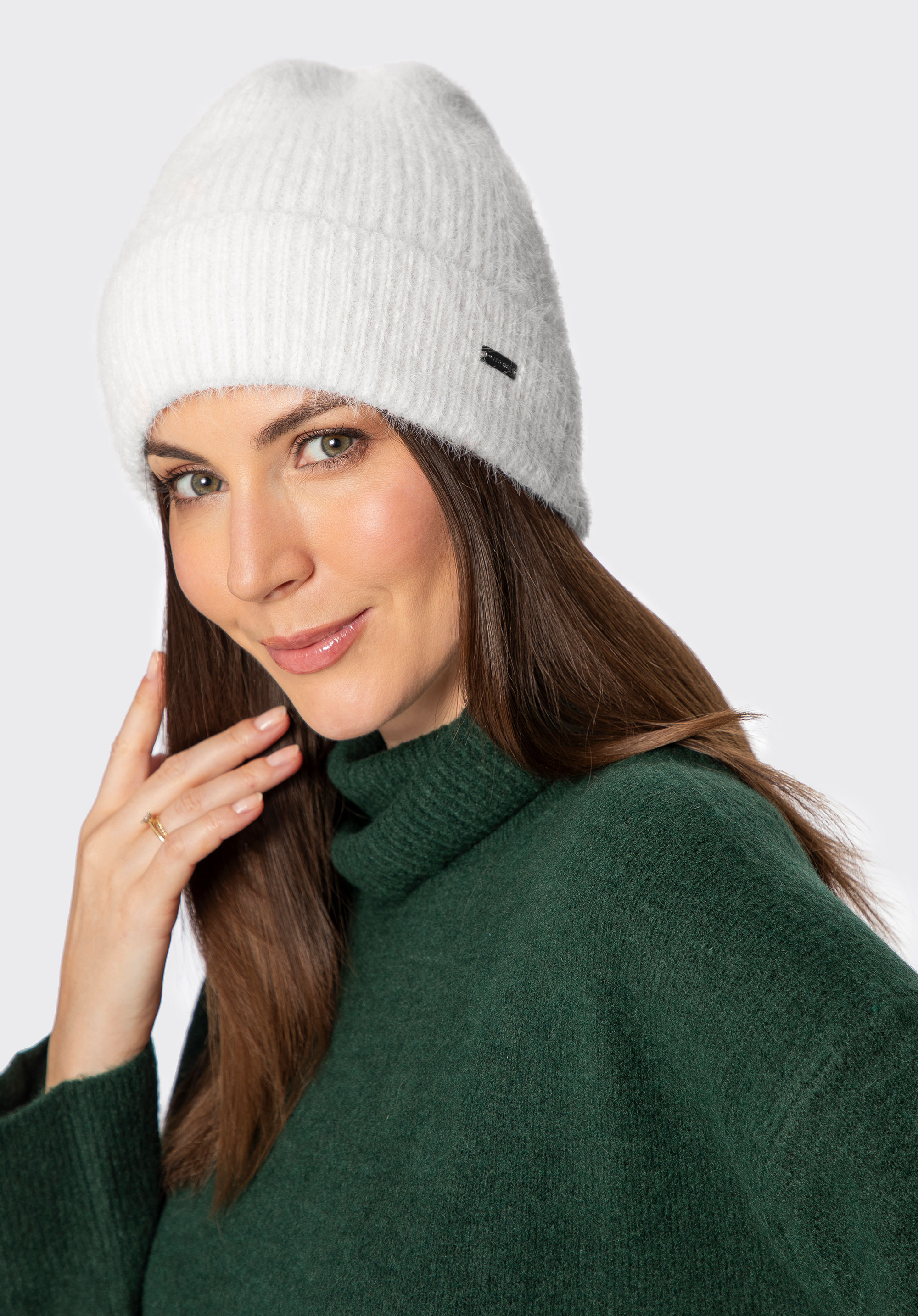 Damen Wintermütze mit flauschiger Textur, weiß, 101-HF-002-0, Bild 1