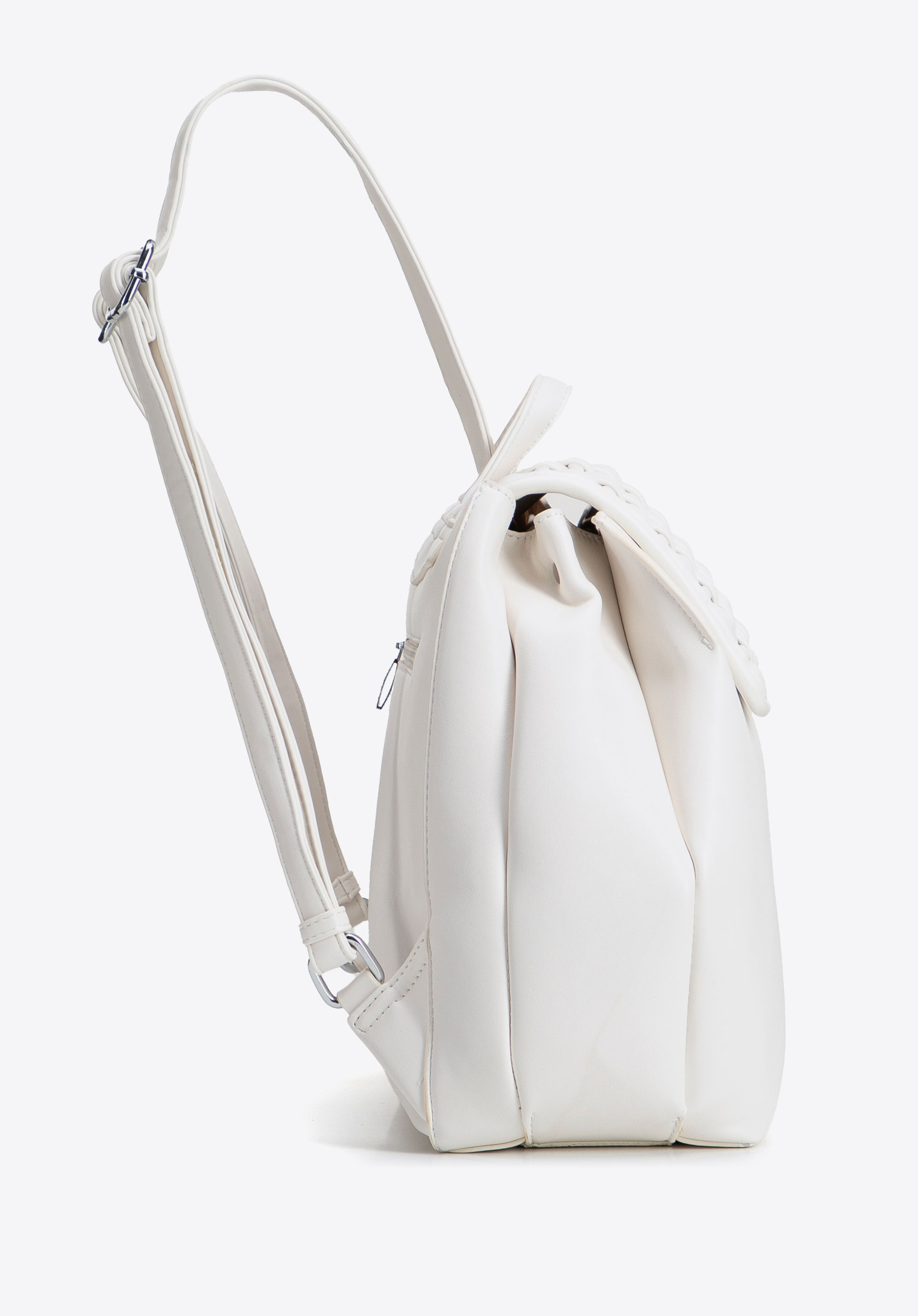 Damenrucksack mit gewebter Klappe, weiß, 94-4Y-609-0, Bild 1