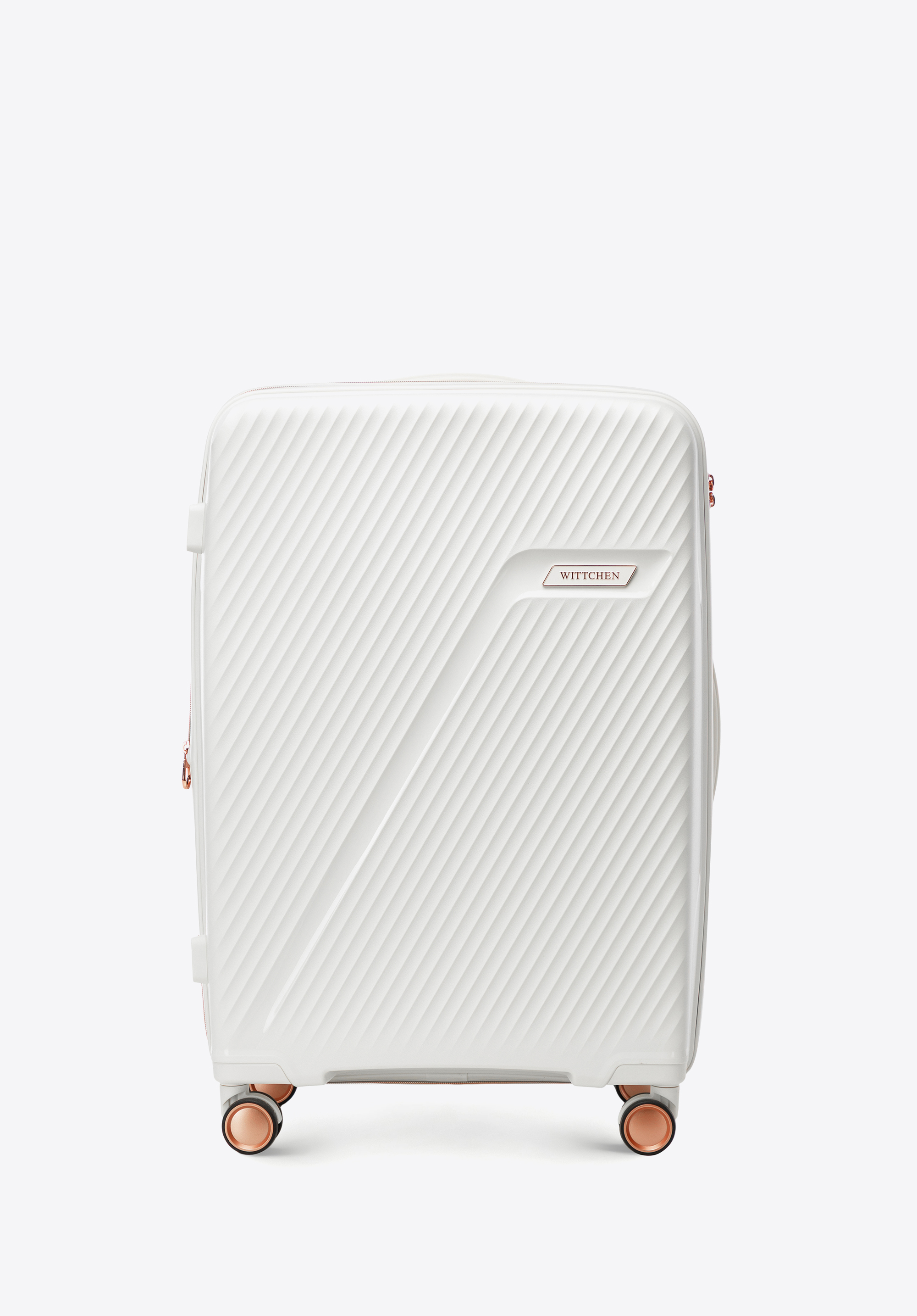 Mittlerer Koffer aus Polypropylen mit diagonalem Muster, creme-gold, 56-3T-502-89G, Bild 1