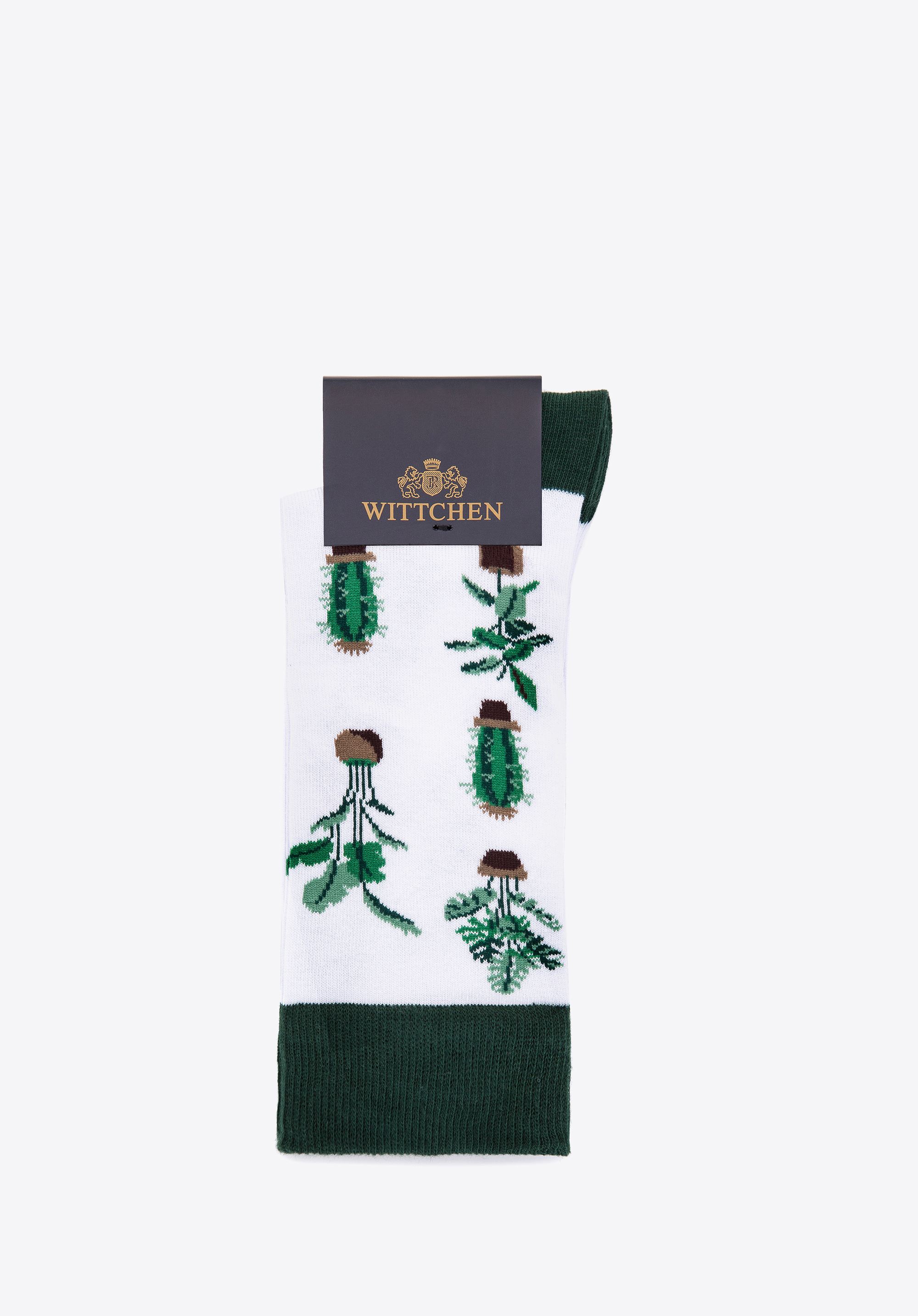 Herrensocken mit Pflanzenmuster, weiß-grün, 98-SM-050-X5-40/42, Bild 1