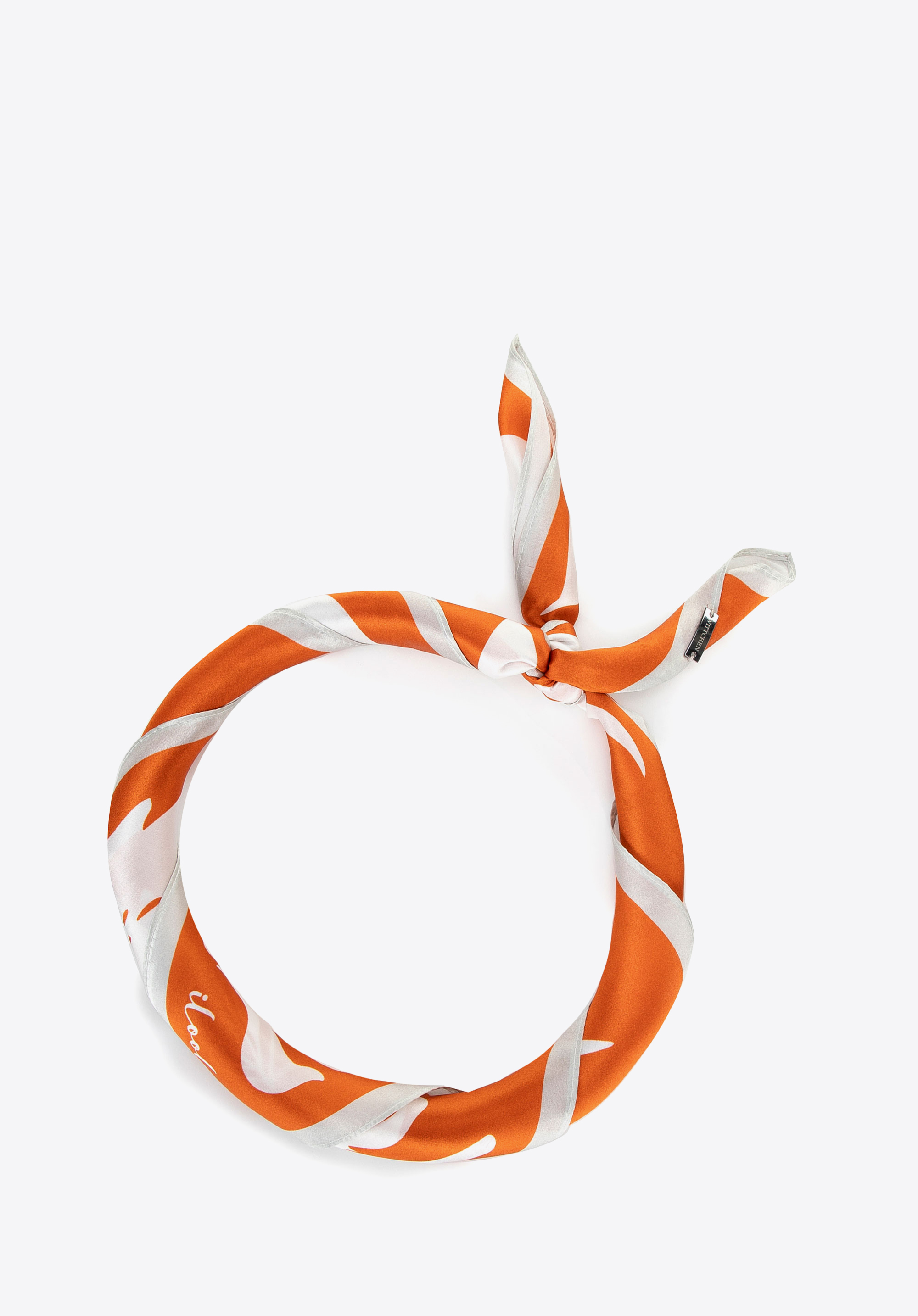 Gemusterter Seidenschal für Damen, weiß-orange, 100-7D-S01-X5, Bild 1