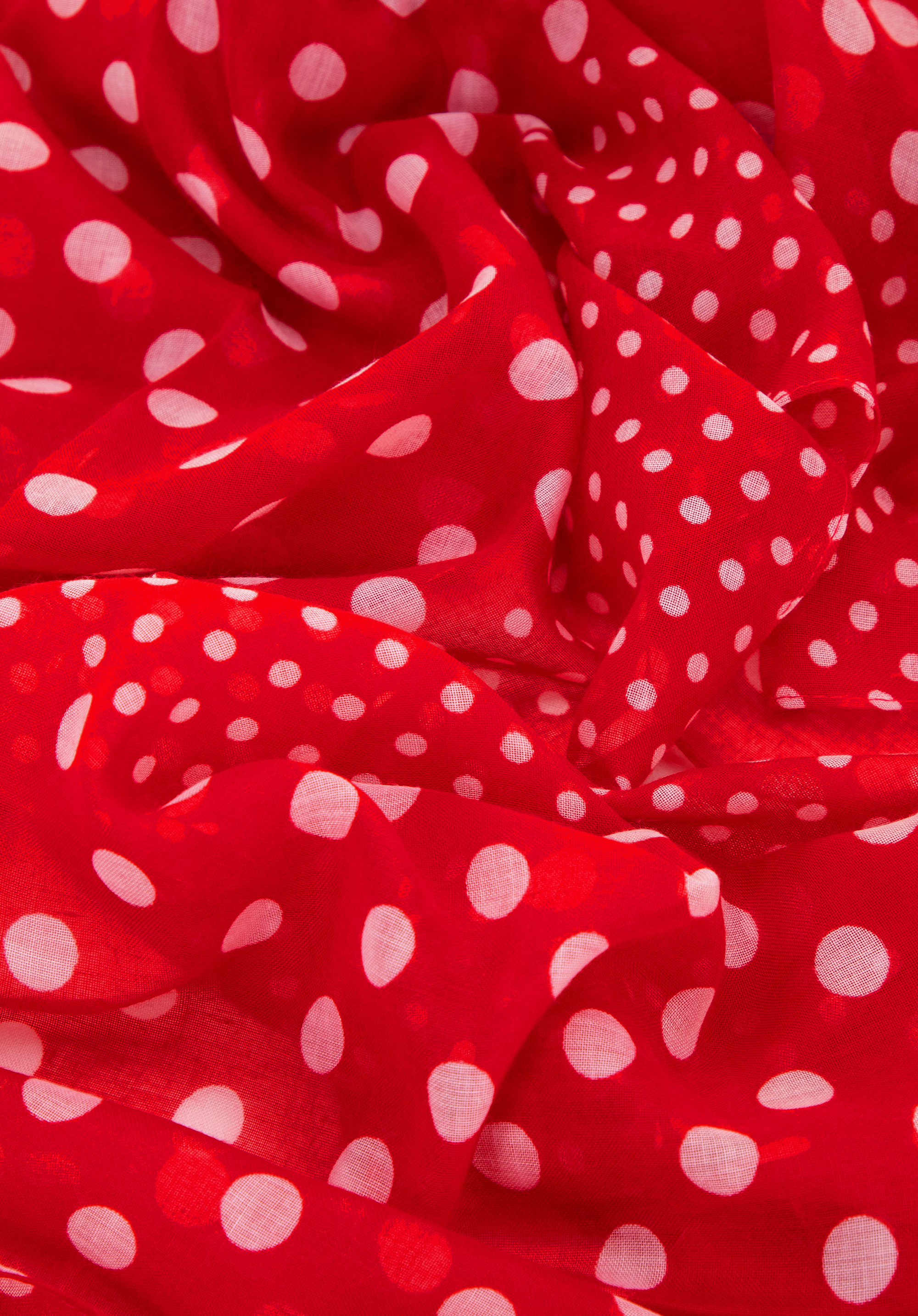 Damenschal mit Punkten, weiß-rot, 100-7D-006-X3, Bild 1