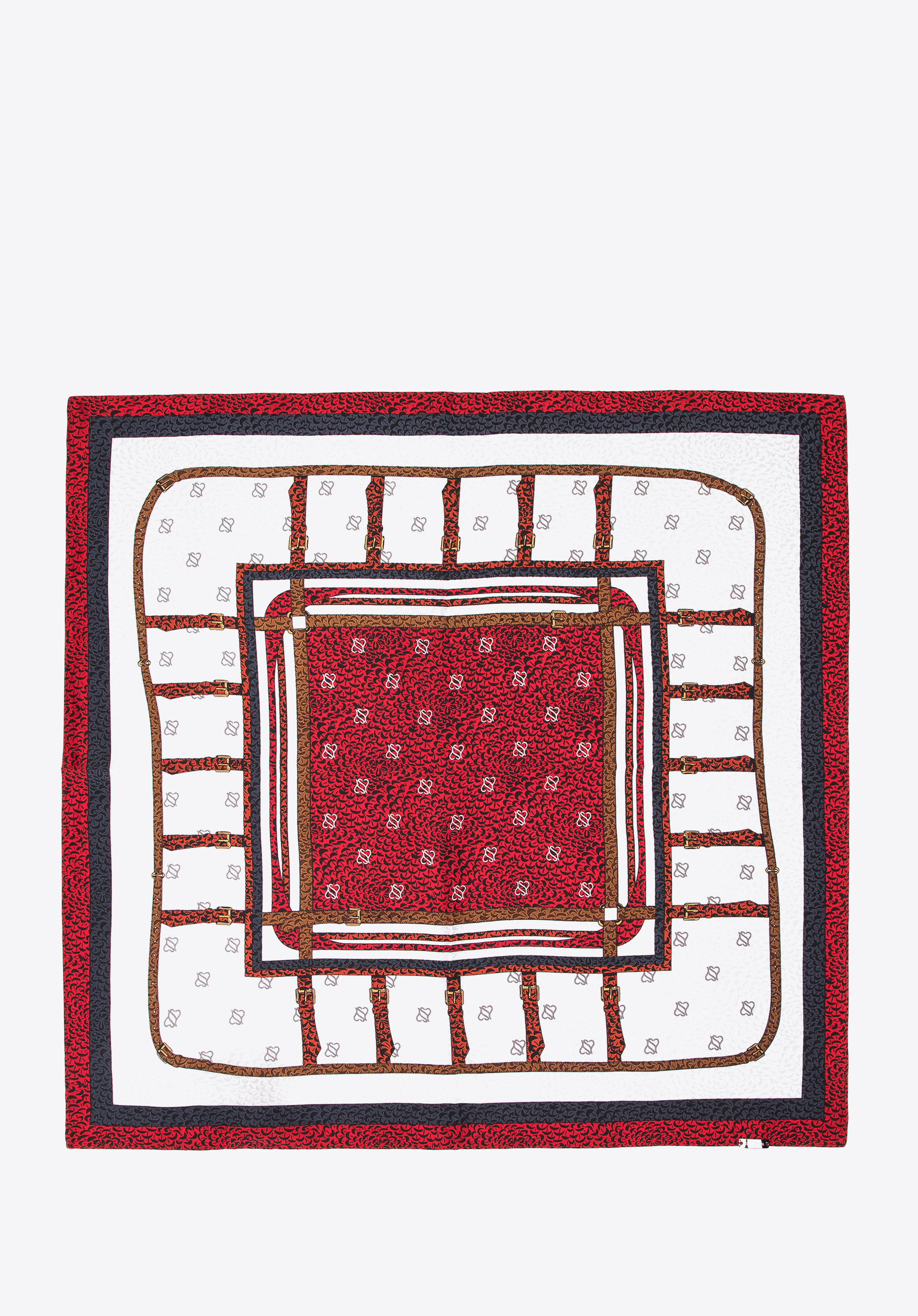 Mehrfarbiges Seidenhalstuch, weiß-rot, 100-7D-S20-X45, Bild 1