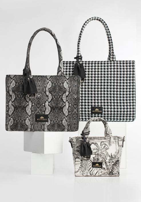 Große Shopper-Tasche mit Muster, weiß-schwarz, 97-4E-502-X6, Bild 30