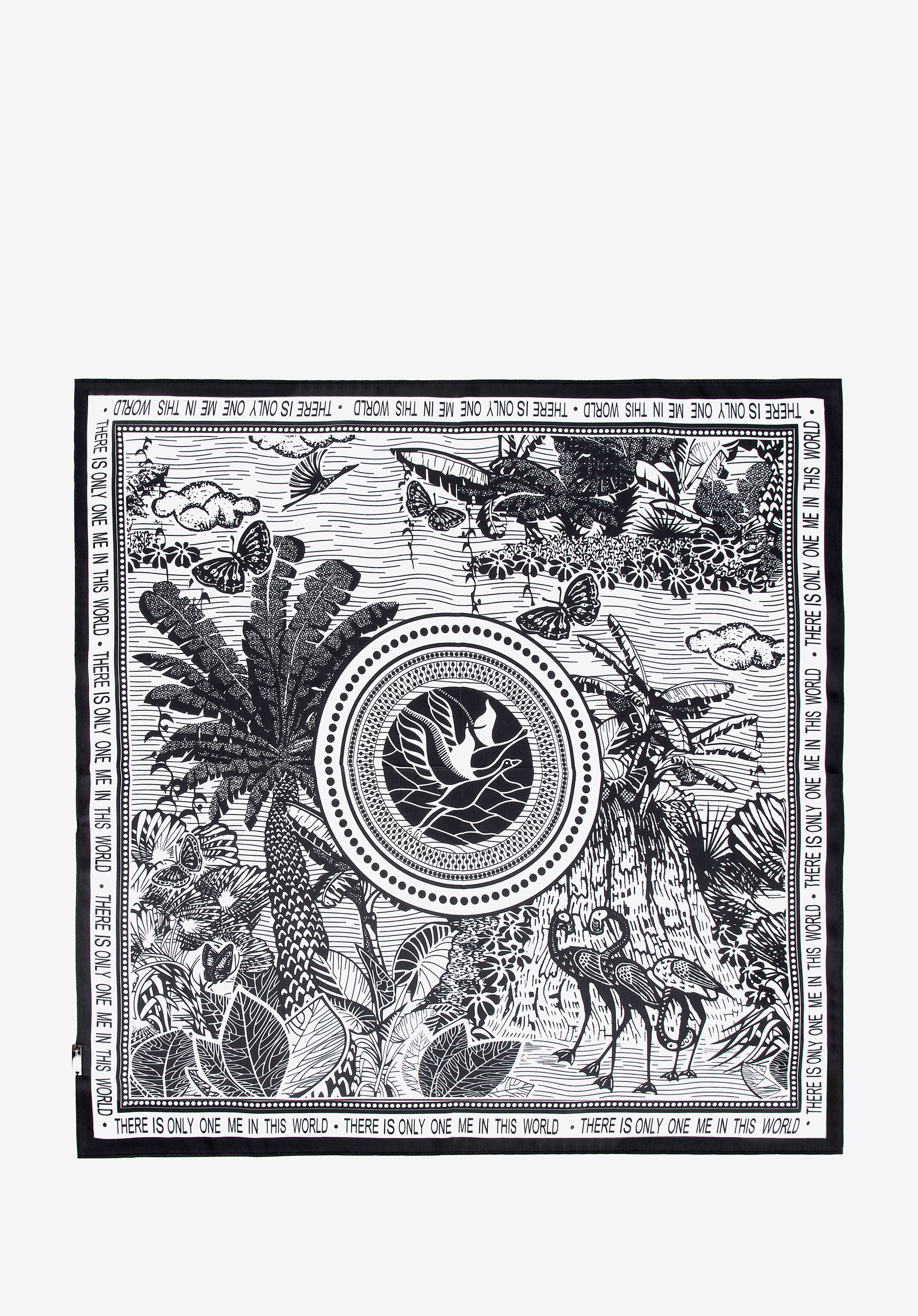 Seidenschal für Damen mit botanischem Muster, weiß-schwarz, 103-7D-S01-X5, Bild 1