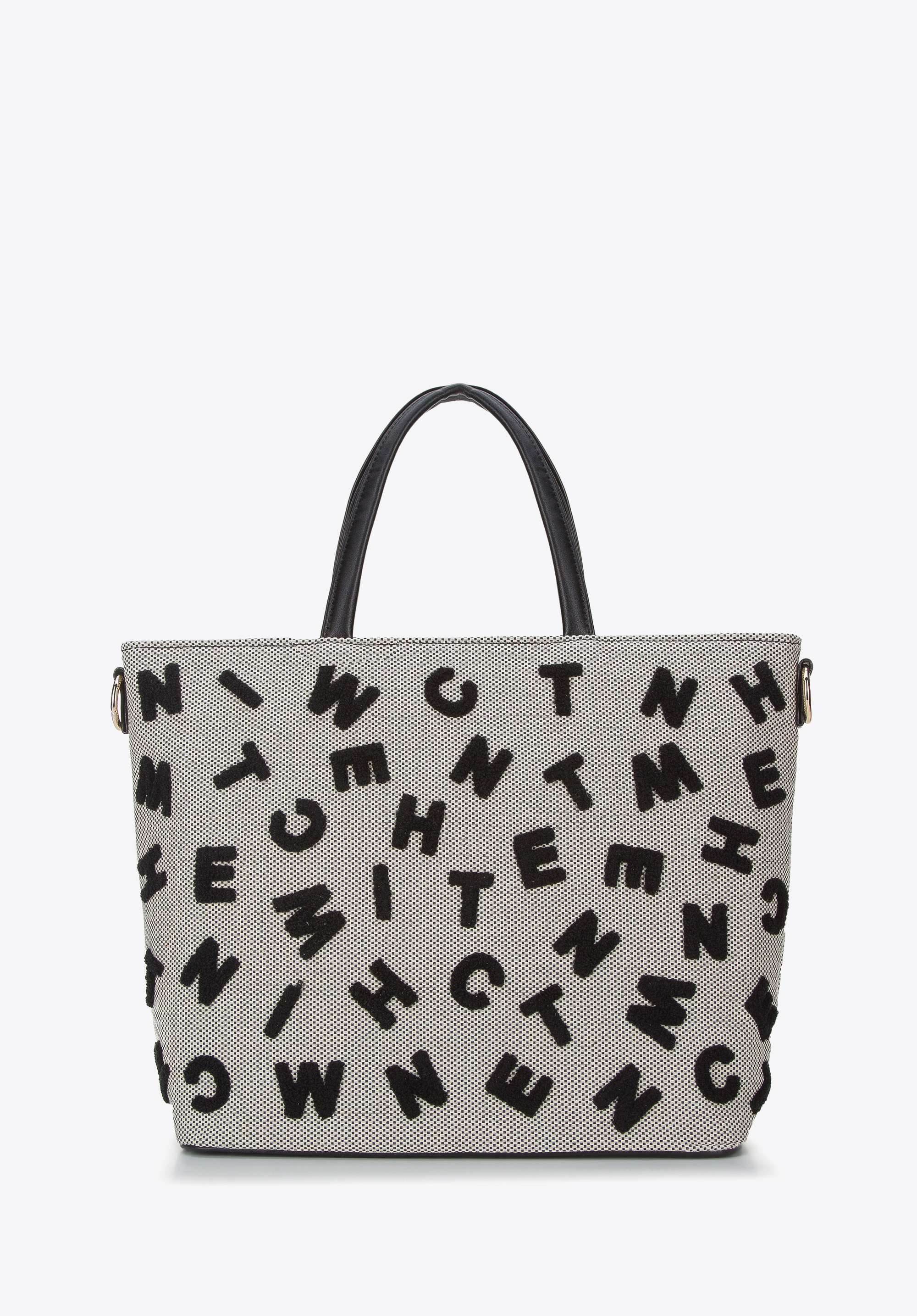Shopper-Tasche aus Leinen, weiß-schwarz, 94-4Y-512-1, Bild 1