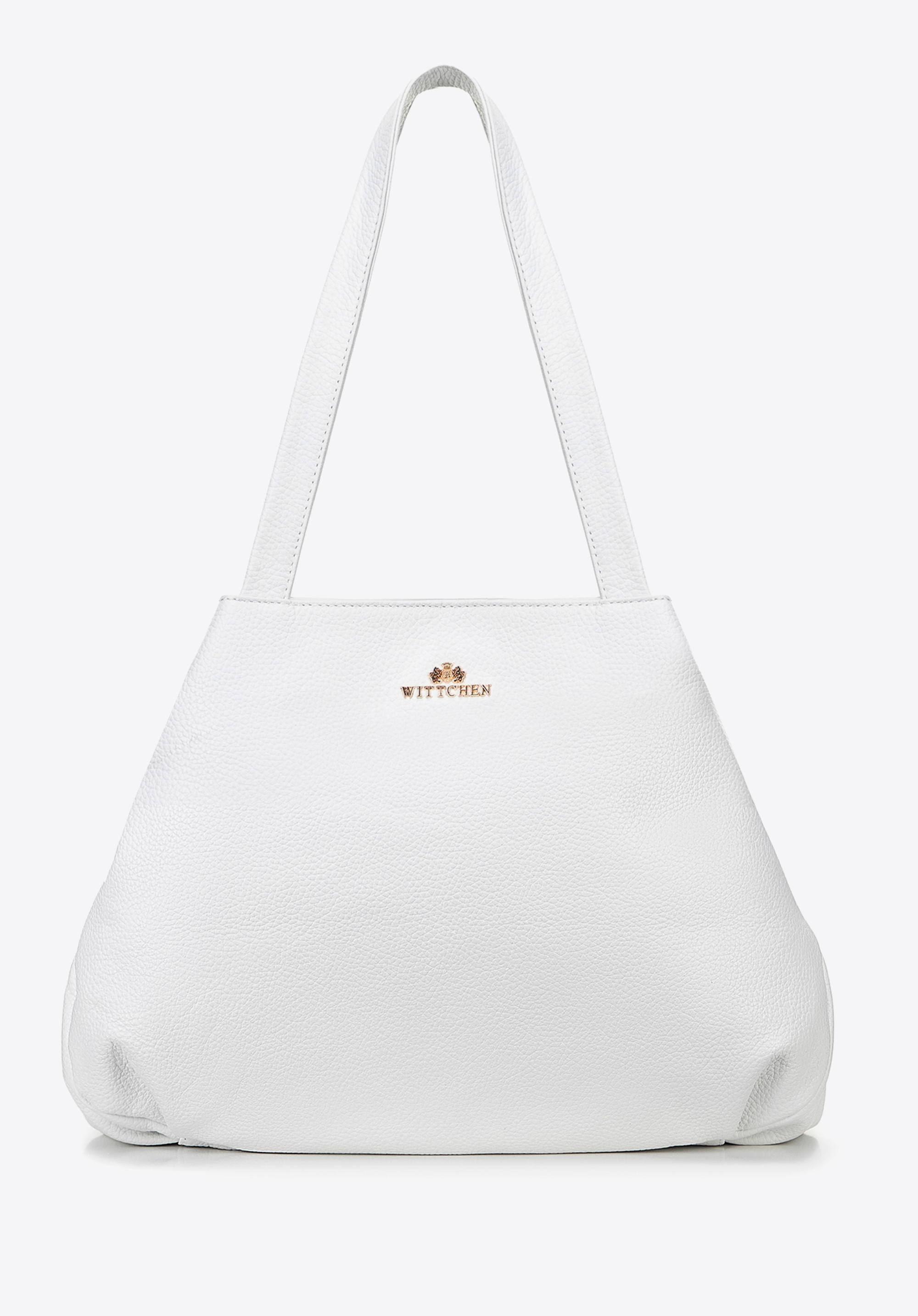 Shopper aus genarbtem Leder, weiß, 100-4E-807-0, Bild 1