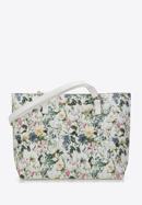 Shopper-Tasche aus Öko-Leder mit Blumenmuster, weiß, 98-4Y-200-P, Bild 1