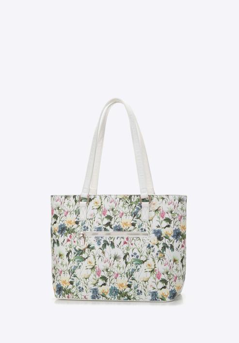 Shopper-Tasche aus Öko-Leder mit Blumenmuster, weiß, 98-4Y-200-0, Bild 3