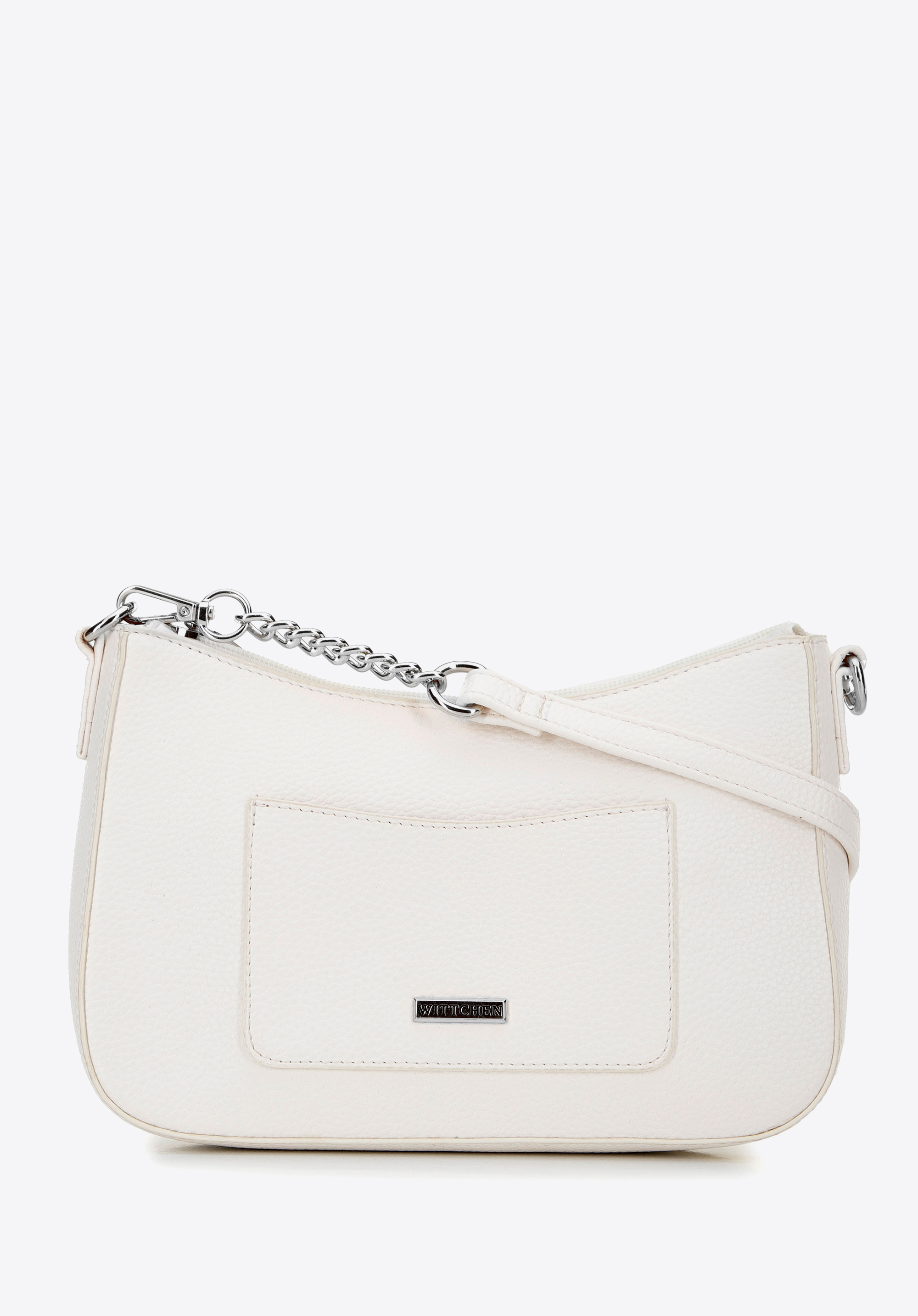 Kleine Damen Handtasche aus Kunstleder, weiß-silber, 100-4Y-007-0S, Bild 1