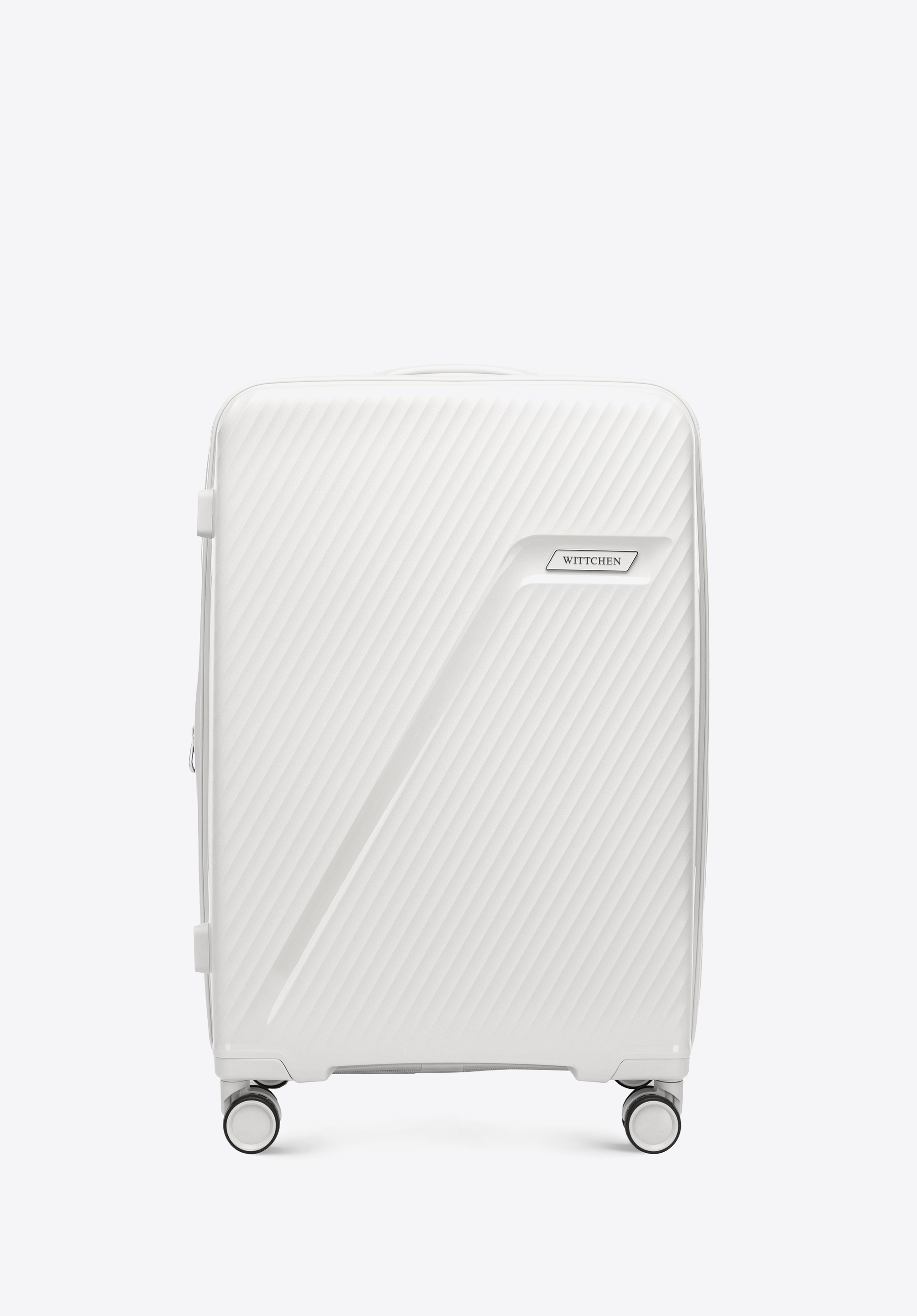 Polypropylen-Kofferset mit diagonalem Muster, weiß-silber, 56-3T-50K-89, Bild 1