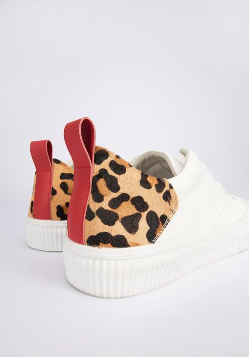 Sneakers für Damen aus Leder mit Leopardenmuster, weiß, 95-D-952-1-40, Bild 8