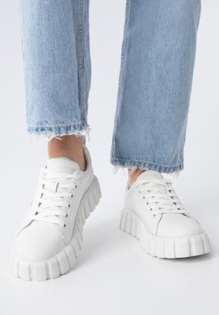Sneakers für Damen mit dicker Sohle, weiß, 98-D-960-0-36, Bild 1