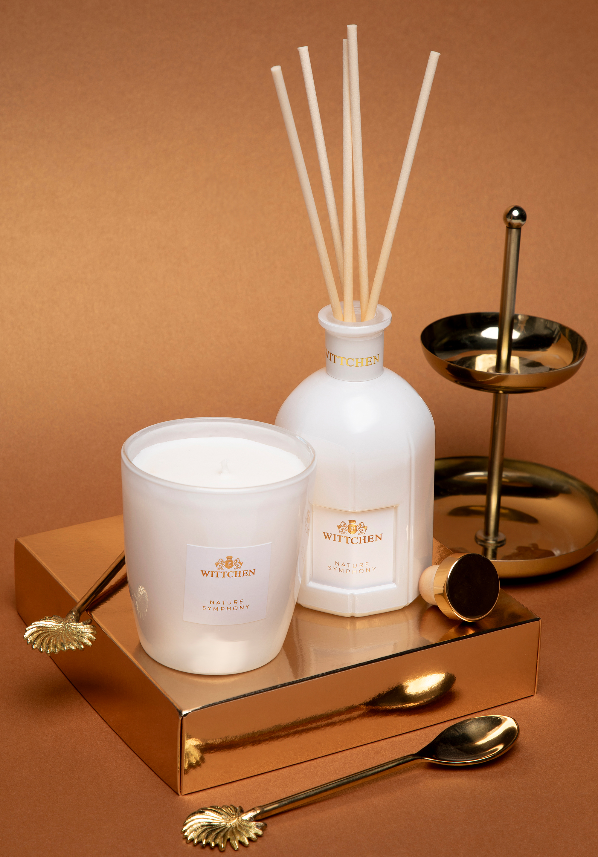 Sojakerze und Diffusor-Set Gold Promise