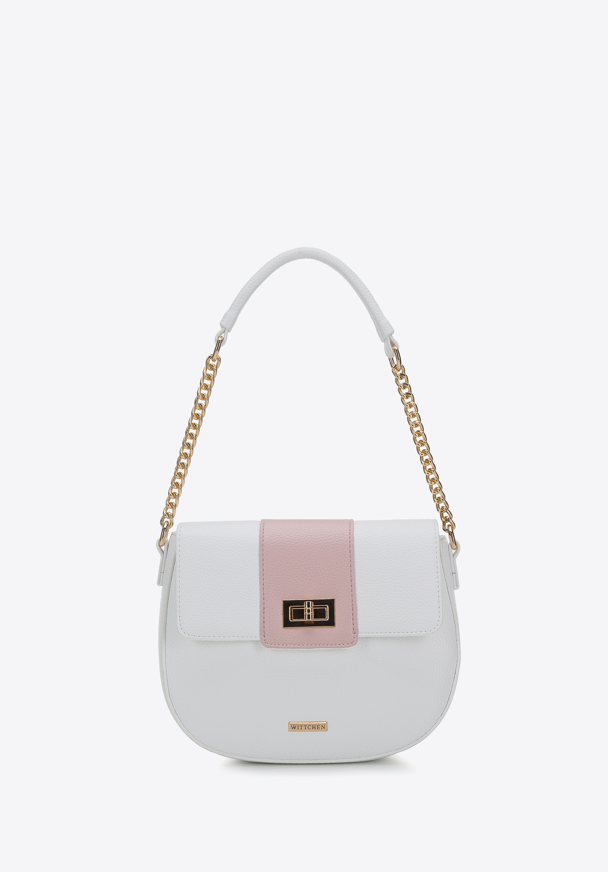 Crossbody-Tasche mit dekorativem Verschluss, weß-rosa, 94-4Y-629-0, Bild 1