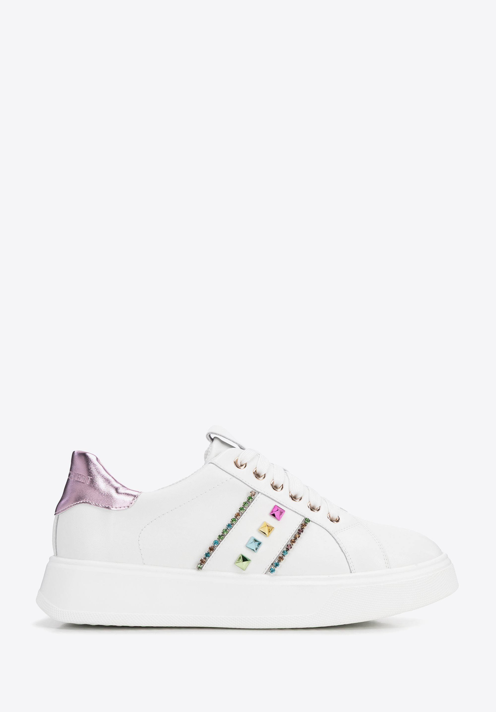 Műbőr sportcipő díszítésekkel, white-pink, 100-DP-500-P-41, Fénykép 1