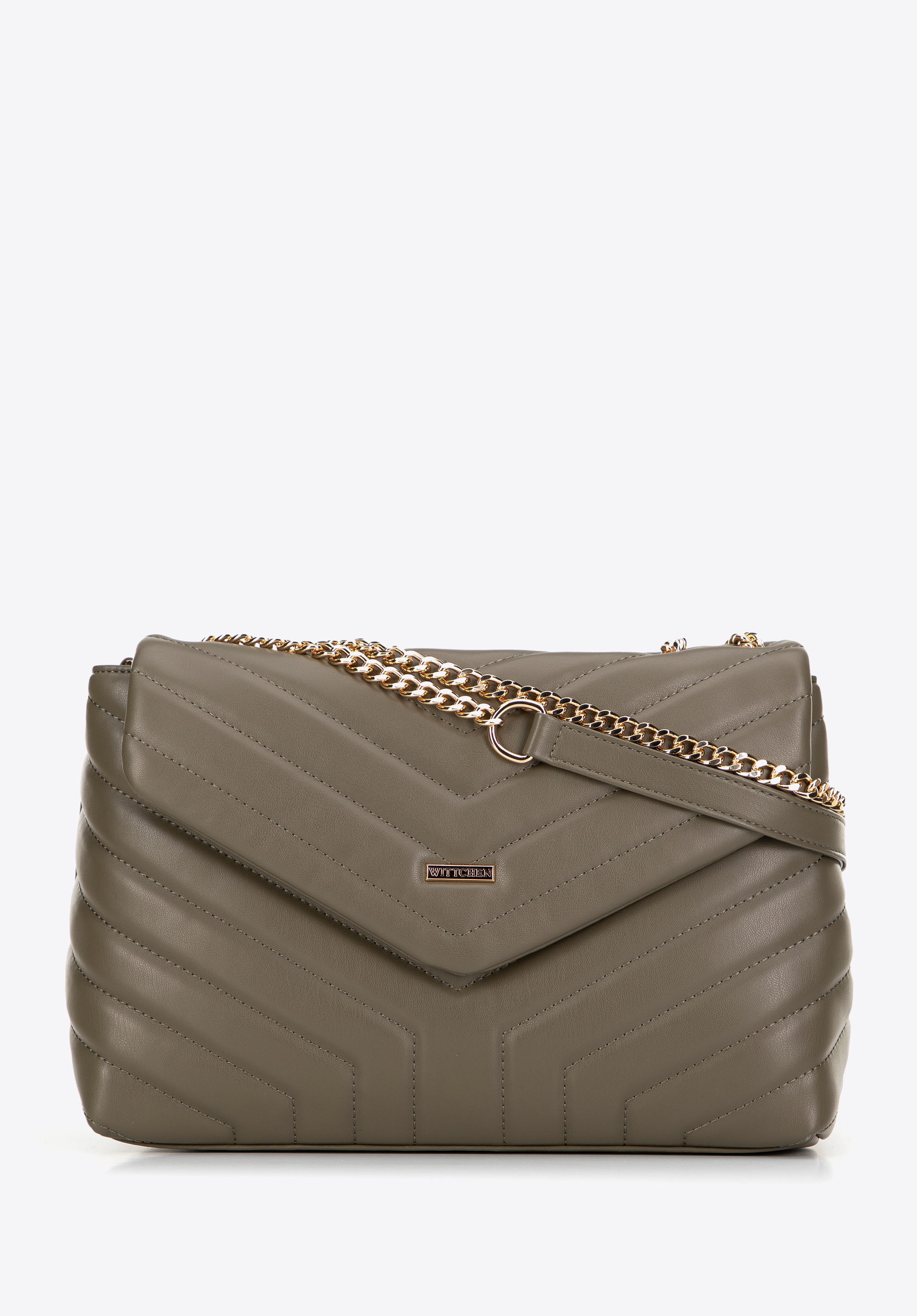 Dámská crossbody kabelka s řetízkovým detailem, zelená, 99-4Y-514-Z, Obrázek 1