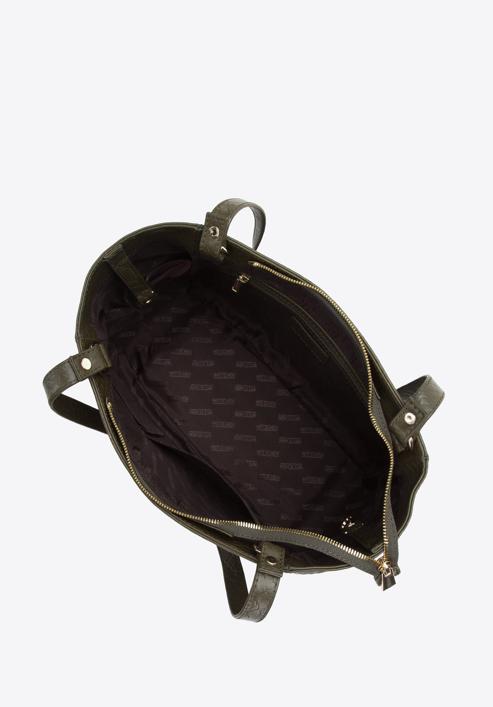 Dámská kabelka vyrobená ze dvou druhů kůže, zelená, 97-4E-003-7, Obrázek 5