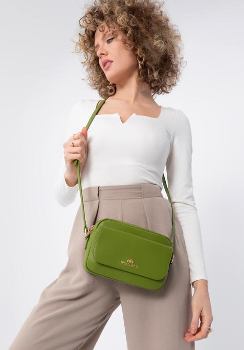 Dámská kožená kabelka s klopou, zelená, 98-4E-619-0, Obrázek 15