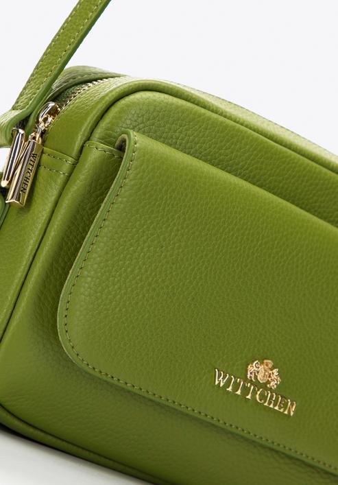 Dámská kožená kabelka s klopou, zelená, 98-4E-619-0, Obrázek 4