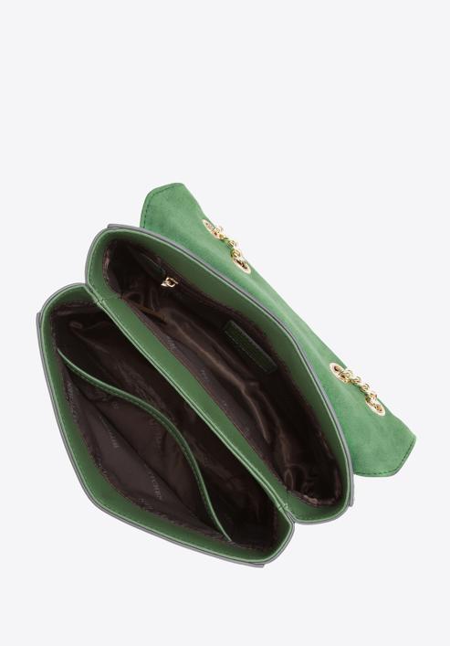 Dámská kožená kabelka s ozdobnou sponou na řetízku, zelená, 97-4E-613-Z, Obrázek 4