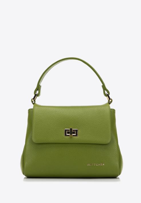 Dámská malá dvoukomorová kožená kabelka, zelená, 98-4E-621-Z, Obrázek 1