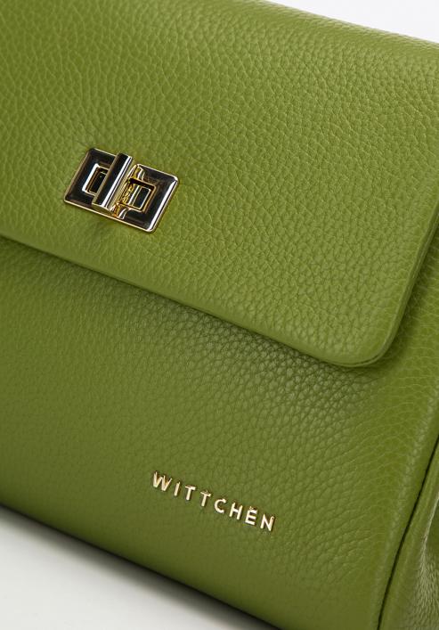 Dámská malá dvoukomorová kožená kabelka, zelená, 98-4E-621-1, Obrázek 4