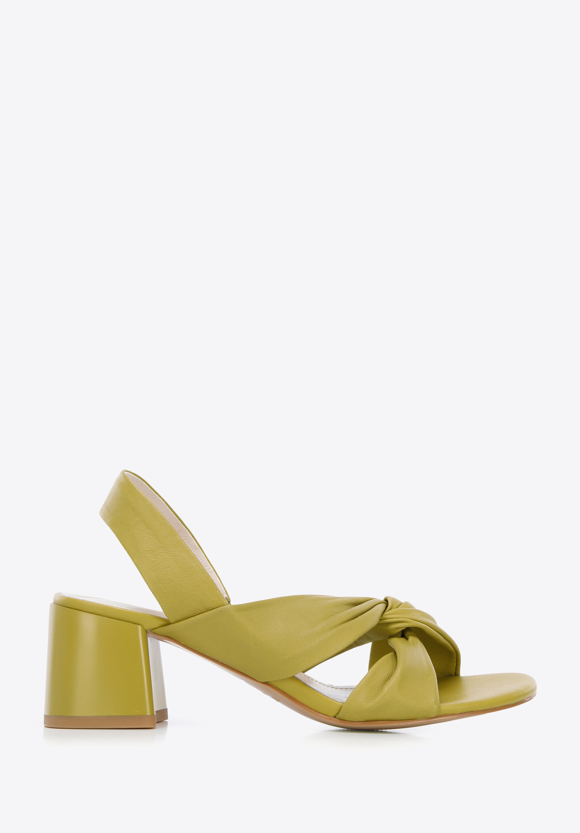 Dámske sandále z mäkkej kože na stĺpiku, zelená, 96-D-512-Z-37, Obrázok 1