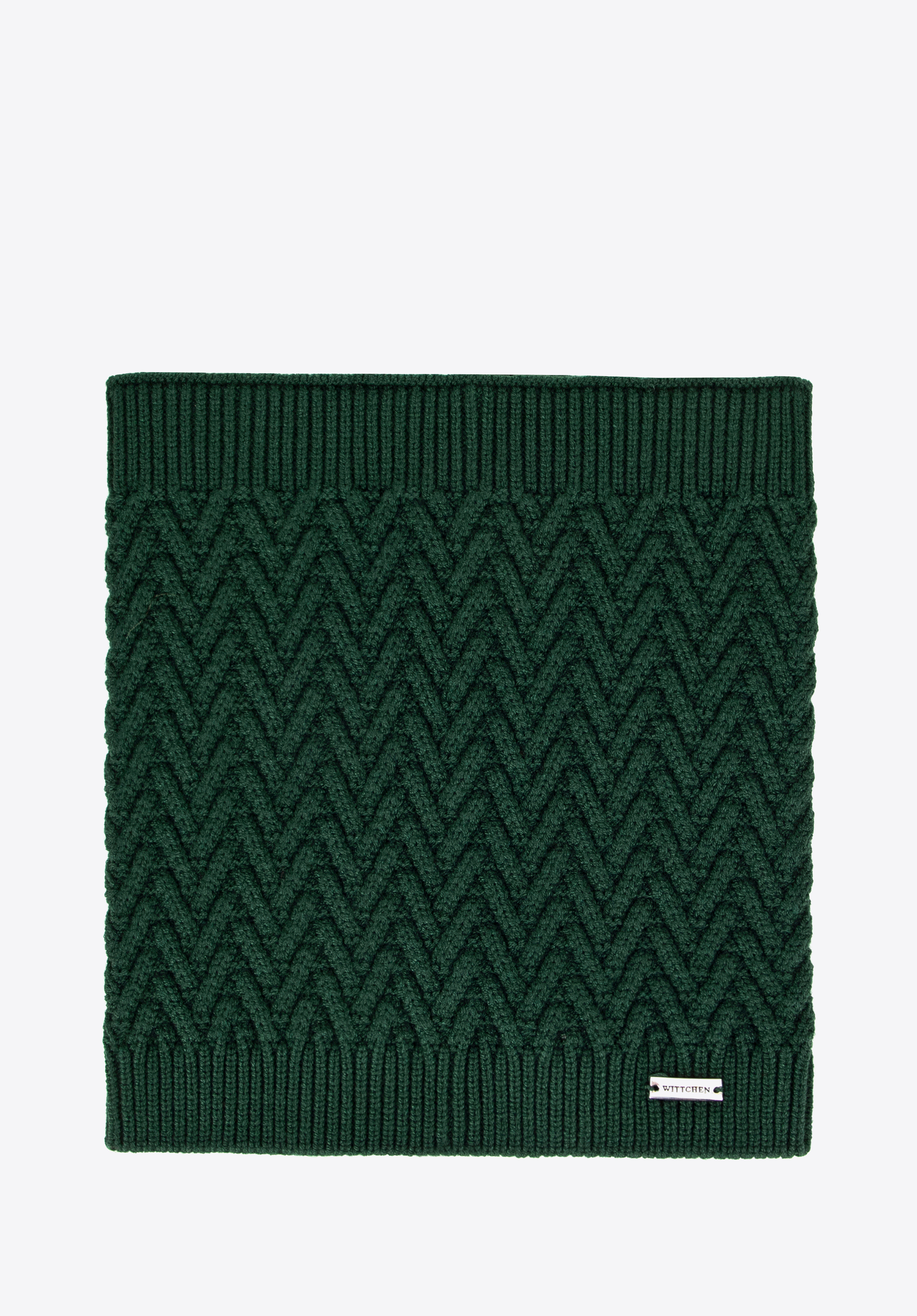 Dámský snood se vzorem rybí kosti, zelená, 99-7F-007-ZZ, Obrázek 1