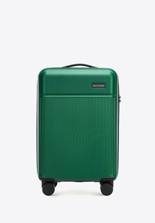 Kabinový kufr se svislými pruhy z ABS-u, zelená, 56-3A-801-85, Obrázek 1