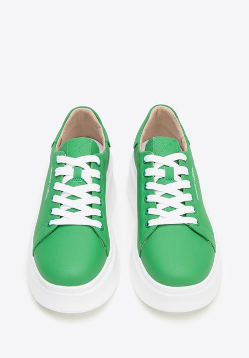 Klasické dámské kožené boty na silné podrážce, zelená, 98-D-961-P-40, Obrázek 3