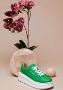 Klasické dámské kožené boty na silné podrážce, zelená, 98-D-961-P-40, Obrázek 35
