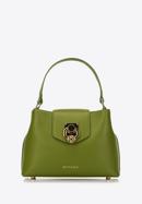 Kožená dámská kabelka s ozdobnou sponou, zelená, 98-4E-613-0, Obrázek 1