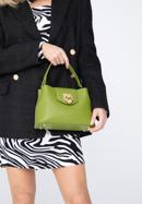 Kožená dámská kabelka s ozdobnou sponou, zelená, 98-4E-613-0, Obrázek 15