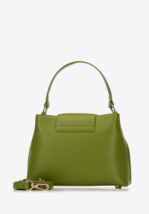 Kožená dámská kabelka s ozdobnou sponou, zelená, 98-4E-613-0, Obrázek 2