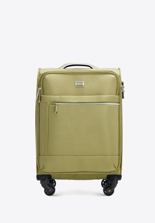 Malý měkký kufr s lesklým zipem na přední straně, zelená, 56-3S-851-80, Obrázek 1