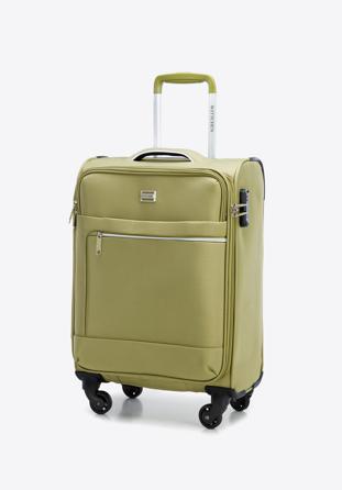 Malý měkký kufr s lesklým zipem na přední straně, zelená, 56-3S-851-80, Obrázek 1