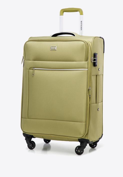 Sada měkkých kufrů s lesklým předním zipem, zelená, 56-3S-85S-90, Obrázek 5