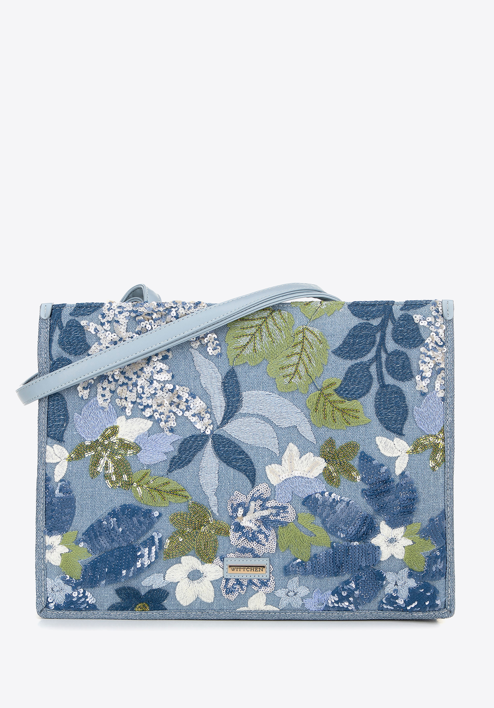 Жіноча сумка-шопер з паєтками, синьо-зелений, 100-4Y-428-N, Фото 1