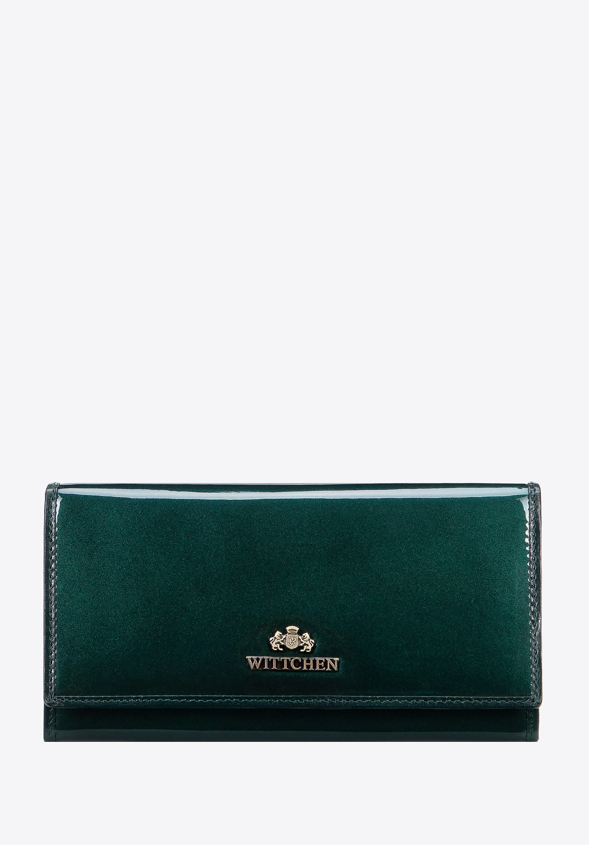 Жіночий великий лакований гаманець, зелений, 14-1L-087-00, Фото 1
