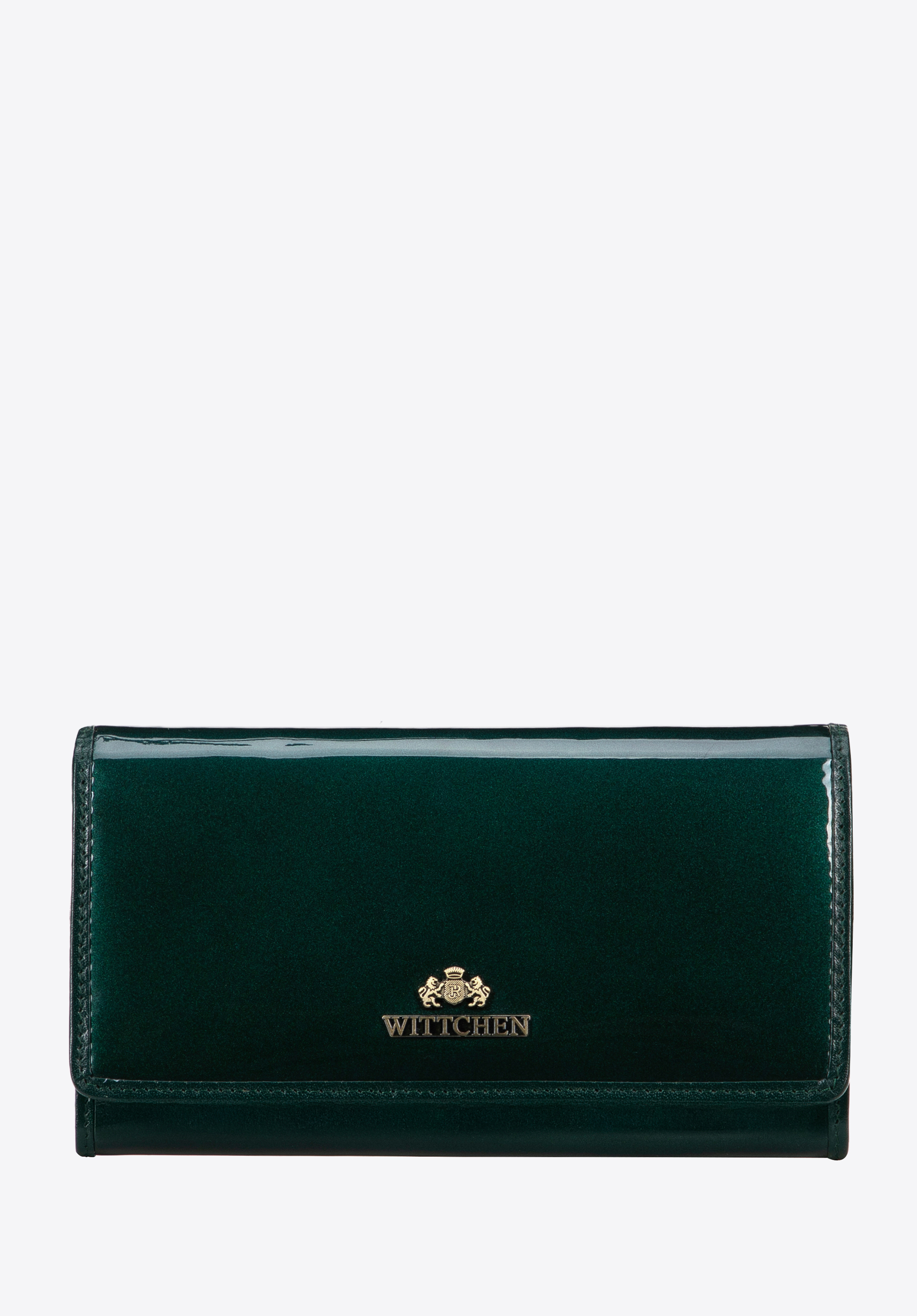 Жіночий великий лакований гаманець, зелений, 14-1L-903-00, Фото 1
