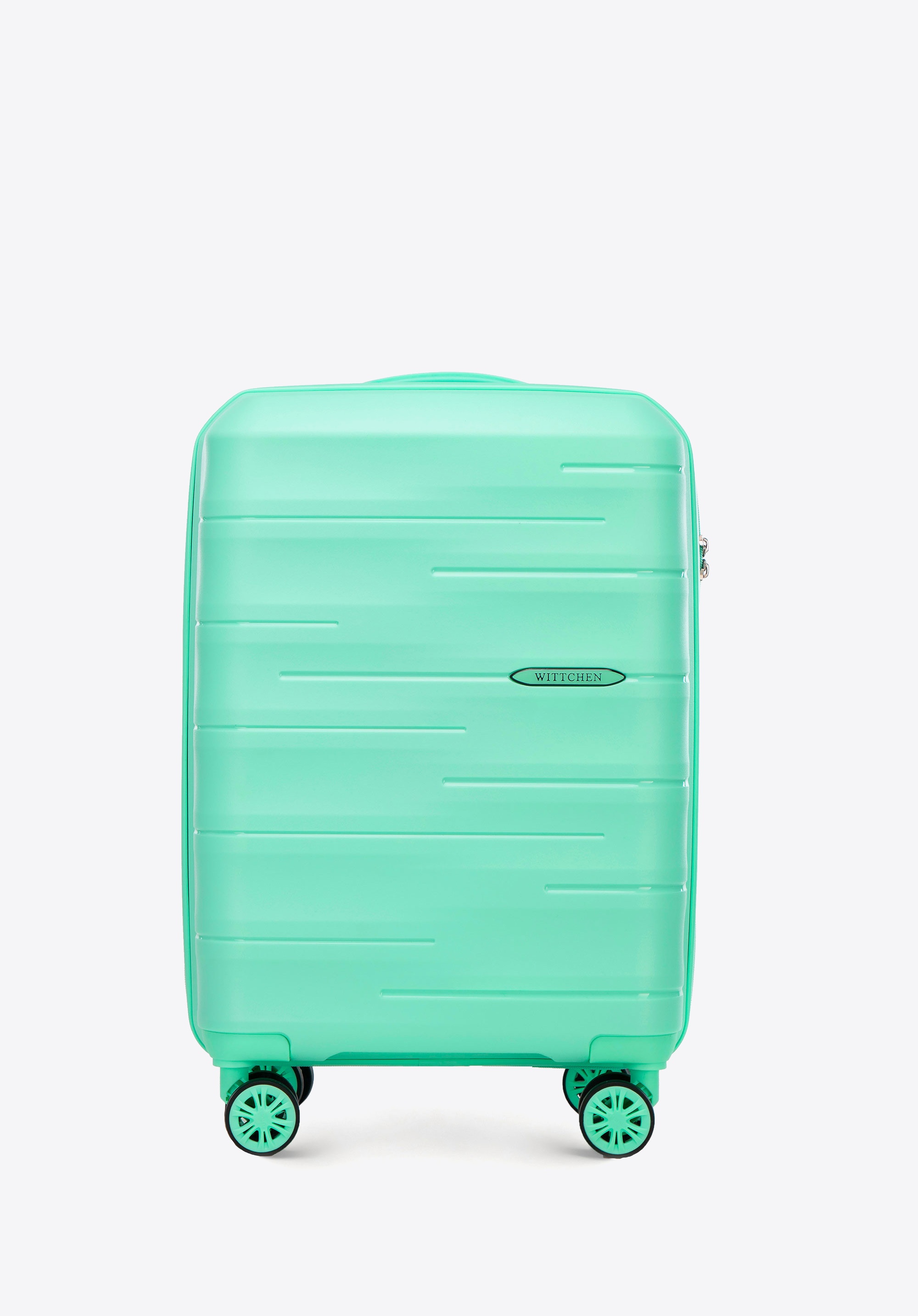 Маленька валіза з поліпропілену з рельєфними смугами, зелений, 56-3T-141-B-80, Фото 1