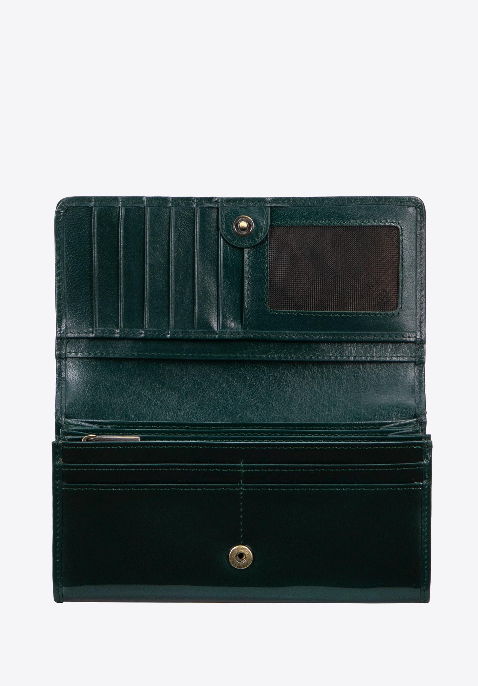 Жіночий великий лакований гаманець, зелений, 14-1L-903-00, Фото 1