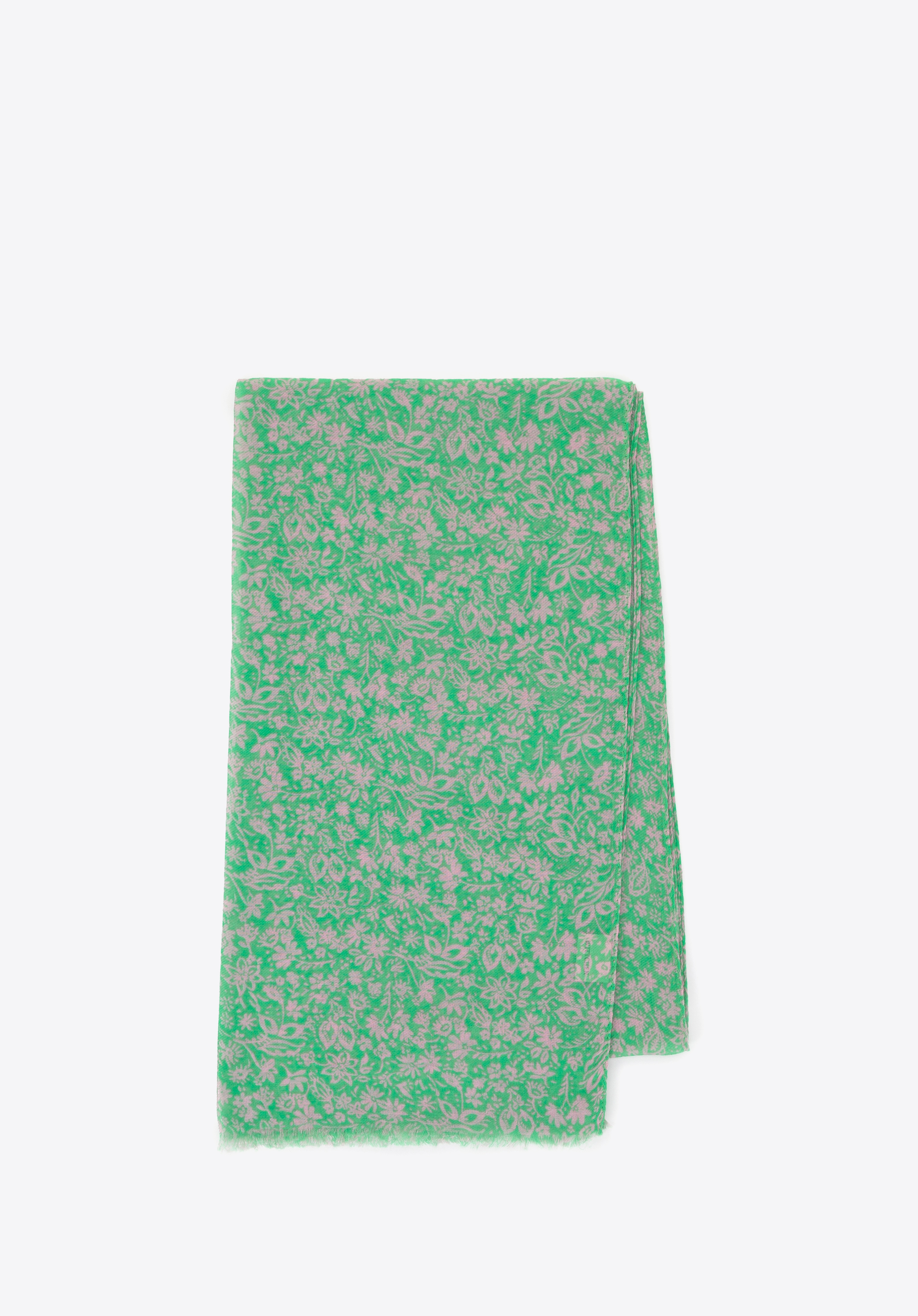 Жіночий шарф з малюнком, зелено-бежевий, 100-7D-00X-X6, Фото 1