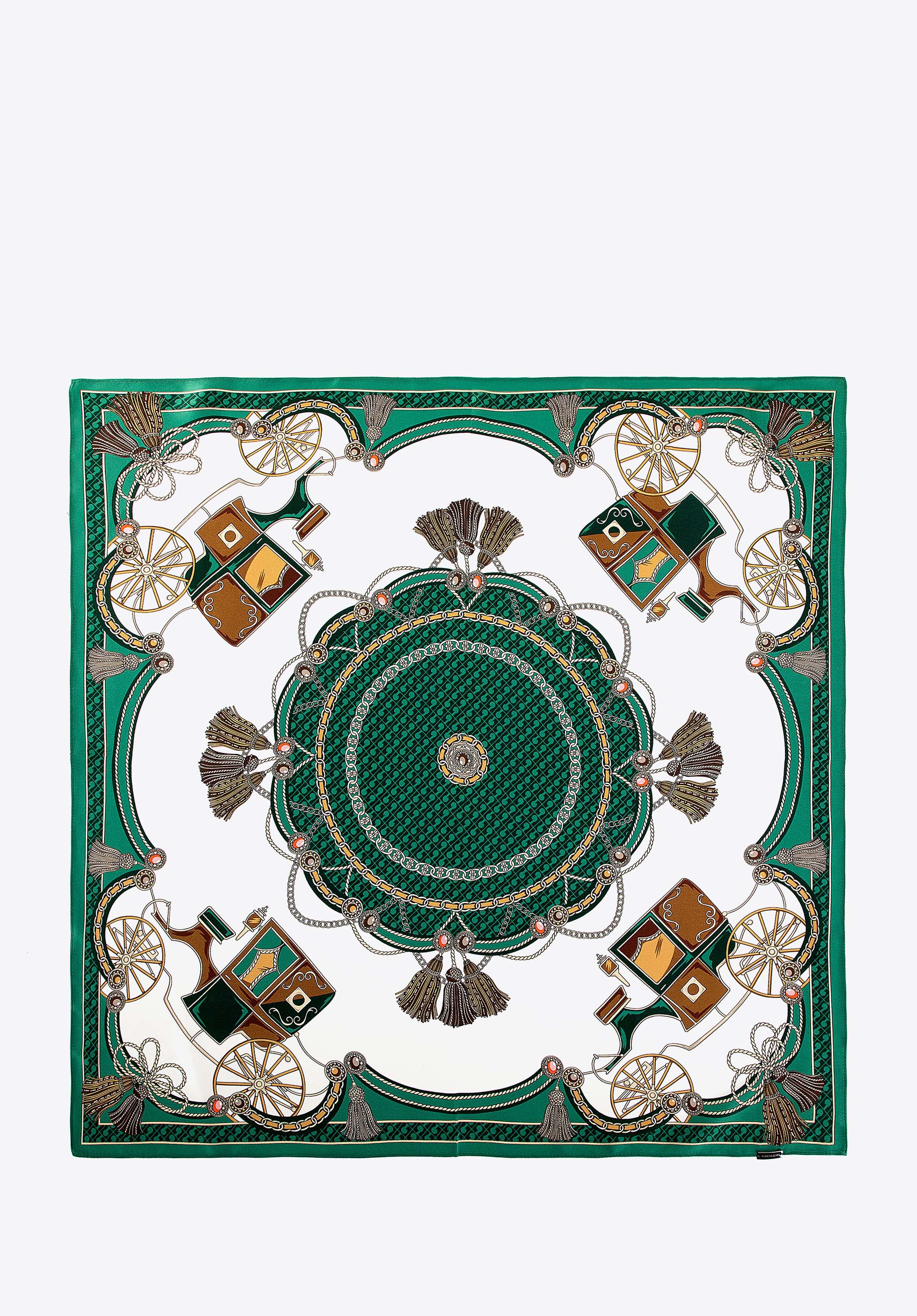 Dámsky hodvábny šál, zeleno-biela, 100-7D-S01-X28, Obrázok 1